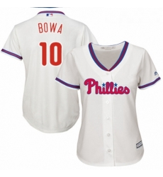 Womens Majestic Philadelphia Phillies 10 Larry Bowa Authentic Cream Alternate Cool Base MLB Jersey 