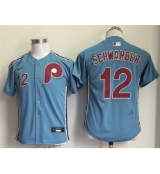 Youth Philadelphia Phillies  12 Kyle Schwarber Blue Stitched Jersey