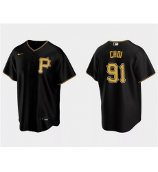 Men Pittsburgh Pirates 91 Ji Man Choi Black Cool Base Stitched Baseball Jersey