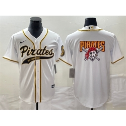 Men Pittsburgh Pirates White Team Big Logo Cool Base Stitched Baseball Jersey