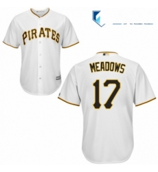 Mens Majestic Pittsburgh Pirates 17 Austin Meadows Replica White Home Cool Base MLB Jersey 