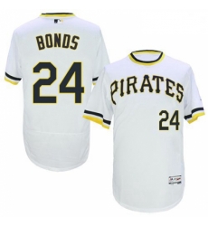 Mens Majestic Pittsburgh Pirates 24 Barry Bonds White Flexbase Authentic Collection Cooperstown MLB Jersey 