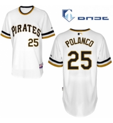 Mens Majestic Pittsburgh Pirates 25 Gregory Polanco Replica White Alternate 2 Cool Base MLB Jersey