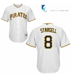 Mens Majestic Pittsburgh Pirates 8 Willie Stargell Replica White Home Cool Base MLB Jersey