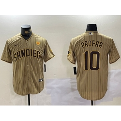 Men San Diego Padres 10 Jurickson Profar Tan Cool Base Stitched Baseball Jersey 8