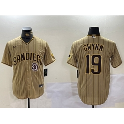 Men San Diego Padres  19 Tony Gwynn Tan Cool Base Stitched Baseball Jersey 3