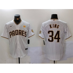 Men San Diego Padres 34 Michael King White With PS Patch Cool Base Stitched Baseball Jersey