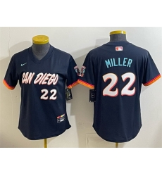 Women San Diego Padres  22 Mason Miller Obsidian 2026 City Connect Stadium Stitched Baseball Jersey  