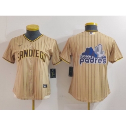 Women San Diego Padres Tan Team Big Logo Stitched Baseball Jersey