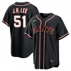 Men San Francisco Giants  51 Jung Hoo Lee 2026 Fashion Replica Black Out Stitched Baseball Jersey