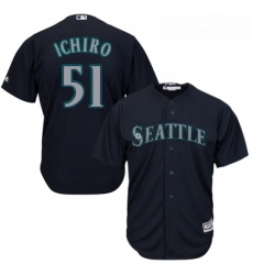 Youth Majestic Seattle Mariners 51 Ichiro Suzuki Replica Navy Blue Alternate 2 Cool Base MLB Jersey