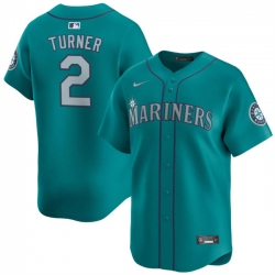 Youth Seattle Mariners 2 Justin Turner Aqua Alternate Limited Stitched Jersey