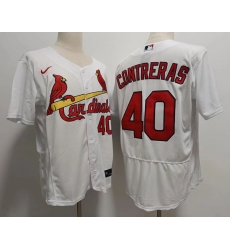 Men St Louis Cardinals 40 Willson Contreras White Stitched Flex Base Jersey