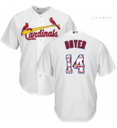 Mens Majestic St Louis Cardinals 14 Ken Boyer Authentic White Team Logo Fashion Cool Base MLB Jersey