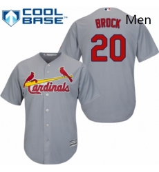 Mens Majestic St Louis Cardinals 20 Lou Brock Replica Grey Road Cool Base MLB Jersey