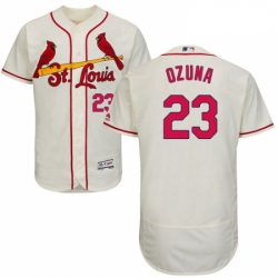 Mens Majestic St Louis Cardinals 23 Marcell Ozuna Cream Alternate Flex Base Authentic Collection MLB Jersey