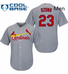 Mens Majestic St Louis Cardinals 23 Marcell Ozuna Replica Grey Road Cool Base MLB Jersey 