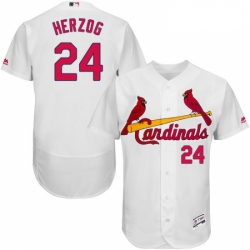 Mens Majestic St Louis Cardinals 24 Whitey Herzog White Home Flex Base Authentic Collection MLB Jersey