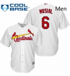 Mens Majestic St Louis Cardinals 6 Stan Musial Replica White Home Cool Base MLB Jersey