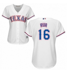 Womens Majestic Texas Rangers 16 Ryan Rua Authentic White Home Cool Base MLB Jersey 