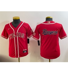 Youth Texas Rangers Team Big Logo Red 2026 City Connect Stadium Stitched Baseball JerseyS