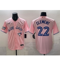 Men Toronto Blue Jays 22 Ernie Clement Pink 50 Seasons Patch Stitched Baseball Jersey Men Toronto Blue Jays 22 Ernie Clement Pink 50 Seasons Patch Stitched Baseball Jersey