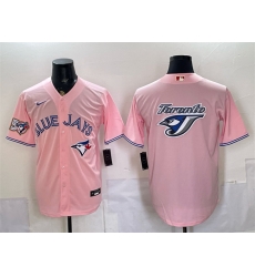 Men Toronto Blue Jays Team Big Logo Pink 50 Seasons Patch Stitched Baseball Jersey Men Toronto Blue Jays Team Big Logo Pink 50 Seasons Patch Stitched Baseball Jersey