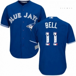 Mens Majestic Toronto Blue Jays 11 George Bell Authentic Blue Team Logo Fashion MLB Jersey 