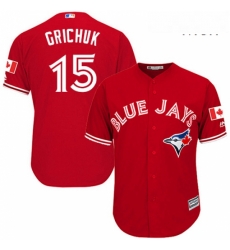 Mens Majestic Toronto Blue Jays 15 Randal Grichuk Replica Scarlet Alternate Cool Base MLB Jersey 