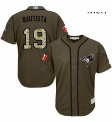 Mens Majestic Toronto Blue Jays 19 Jose Bautista Authentic Green Salute to Service MLB Jersey