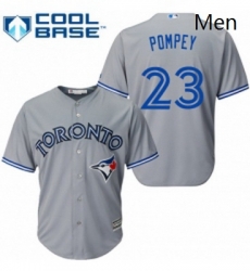 Mens Majestic Toronto Blue Jays 23 Dalton Pompey Replica Grey Road MLB Jersey