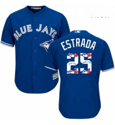 Mens Majestic Toronto Blue Jays 25 Marco Estrada Authentic Blue Team Logo Fashion MLB Jersey