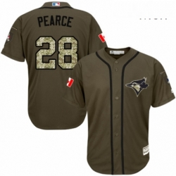 Mens Majestic Toronto Blue Jays 28 Steve Pearce Authentic Green Salute to Service MLB Jersey 