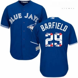 Mens Majestic Toronto Blue Jays 29 Jesse Barfield Authentic Blue Team Logo Fashion MLB Jersey 