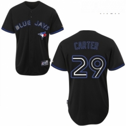 Mens Majestic Toronto Blue Jays 29 Joe Carter Authentic Black Fashion MLB Jersey