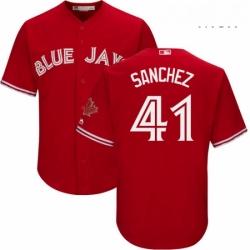 Mens Majestic Toronto Blue Jays 41 Aaron Sanchez Replica Scarlet Alternate Cool Base MLB Jersey