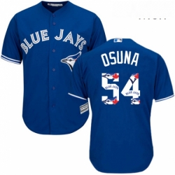 Mens Majestic Toronto Blue Jays 54 Roberto Osuna Authentic Blue Team Logo Fashion MLB Jersey