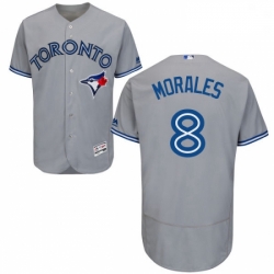 Mens Majestic Toronto Blue Jays 8 Kendrys Morales Grey Flexbase Authentic Collection MLB Jersey