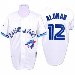 Mens Mitchell and Ness Toronto Blue Jays 12 Roberto Alomar Replica White 1993 Throwback MLB Jersey