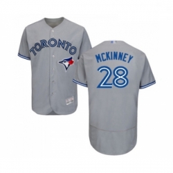 Mens Toronto Blue Jays 28 Billy McKinney Grey Road Flex Base Authentic Collection Baseball Jersey