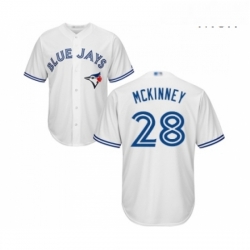 Mens Toronto Blue Jays 28 Billy McKinney Replica White Home Baseball Jersey 