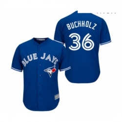 Mens Toronto Blue Jays 36 Clay Buchholz Replica Blue Alternate Baseball Jersey 