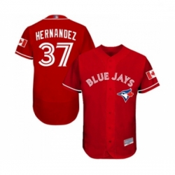 Mens Toronto Blue Jays 37 Teoscar Hernandez Scarlet Alternate Flex Base Authentic Collection MLB Jersey