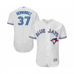 Mens Toronto Blue Jays 37 Teoscar Hernandez White Home Flex Base Authentic Collection Baseball Jersey