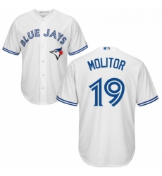 Youth Majestic Toronto Blue Jays 19 Paul Molitor Replica White Home MLB Jersey