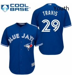 Youth Majestic Toronto Blue Jays 29 Devon Travis Authentic Blue Alternate MLB Jersey