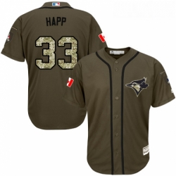 Youth Majestic Toronto Blue Jays 33 JA Happ Replica Green Salute to Service MLB Jersey