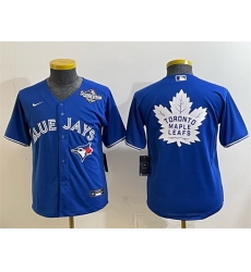 Youth Toronto Blue Jays 26 Leafs Royal 2025 World Series With White Leafs Logo Cool Base Stitched Baseball Jersey Youth Toronto Blue Jays 26 Leafs Royal 2025 World Series With White Leafs Logo Cool Base Stitched Baseball Jersey