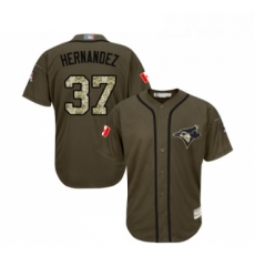 Youth Toronto Blue Jays 37 Teoscar Hernandez Authentic Green Salute to Service Baseball Jersey 