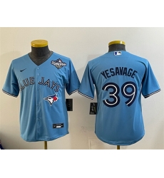 Youth Toronto Blue Jays 39 Trey Yesavage Blue 2025 World Series Cool Base Stitched Baseball Jersey Youth Toronto Blue Jays 39 Trey Yesavage Blue 2025 World Series Cool Base Stitched Baseball Jersey